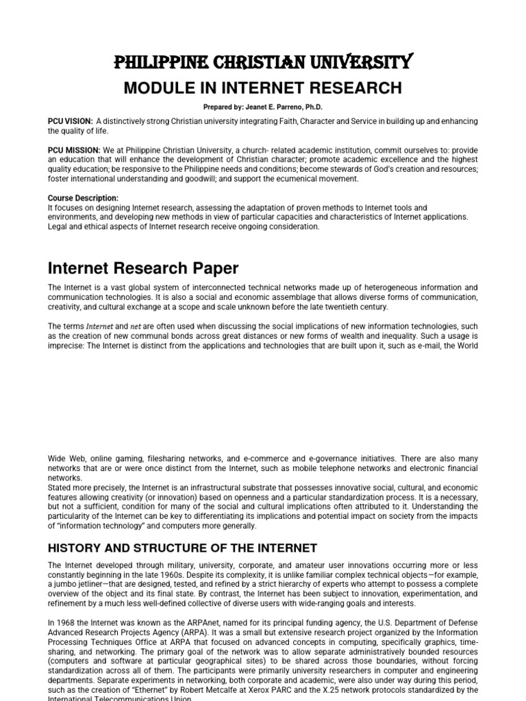 Module in Internet Research | PDF | Internet | Internet Protocol Suite