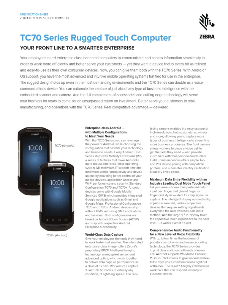 Tc70series Product Specification Sheet en Us | PDF | Android (Operating ...