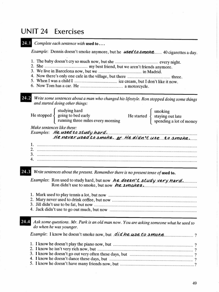 Used To-To Be Used To - To Get Used To - Exercises | PDF
