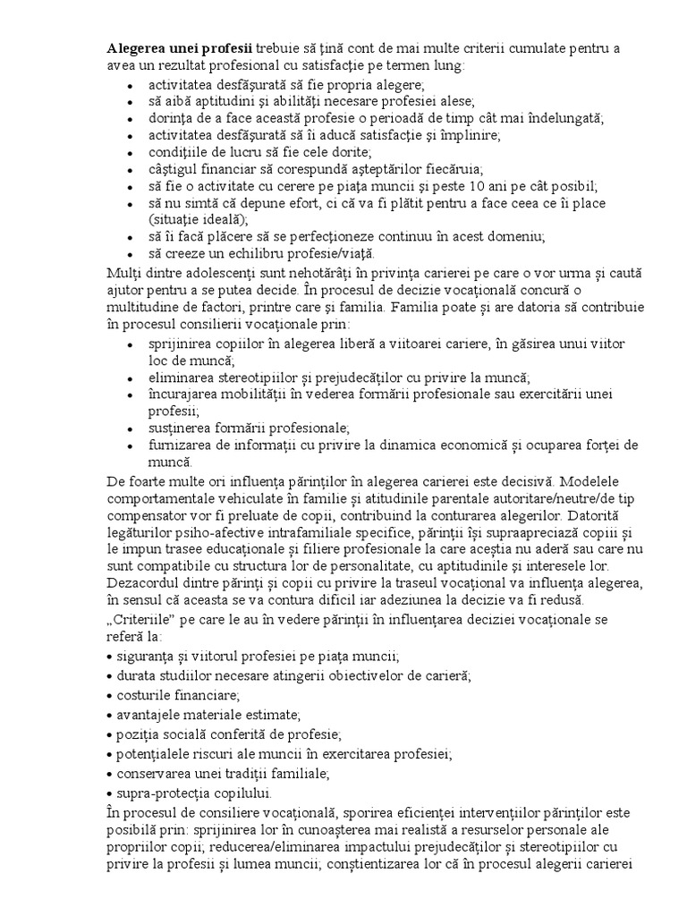 Alegerea Unei Profesii | PDF
