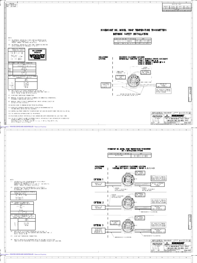 Electrical Installation Drawing Rosemount 3144p Hart Usa en 7191586 PDF