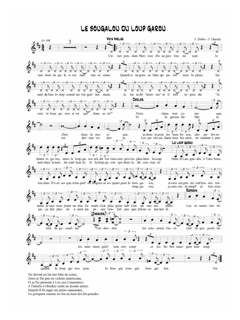 Partition Le Bougalou Du Loup Garou PDF