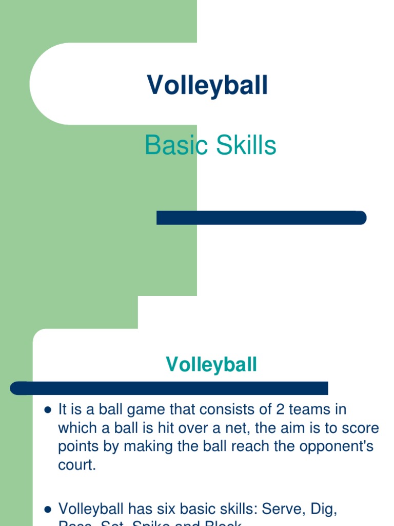 Volleyball Basic Skills PDF Volleyball Recreation