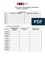 Actividad en Clase Nomenclatura Química