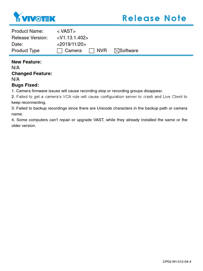 VASTRelease Note | PDF | Technology & Engineering