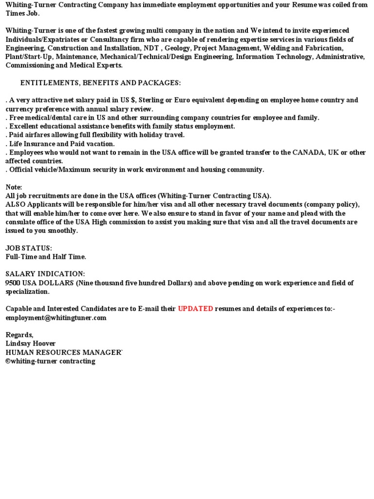 WhitingTurner Contracting Company PDF