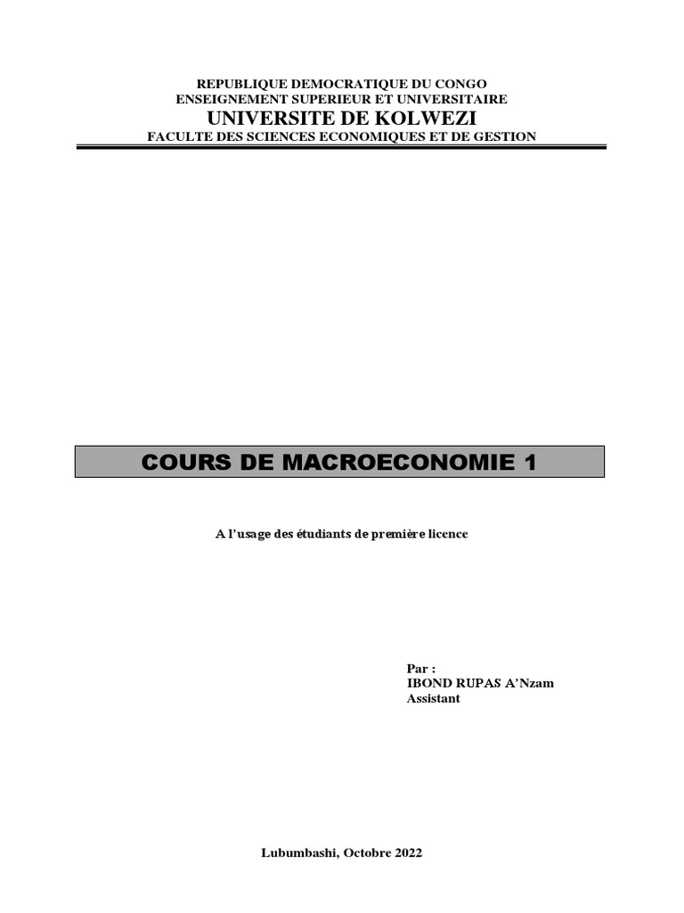 Cours de macroéconomie L1 PDF | PDF | Produit intérieur brut | Coût de ...