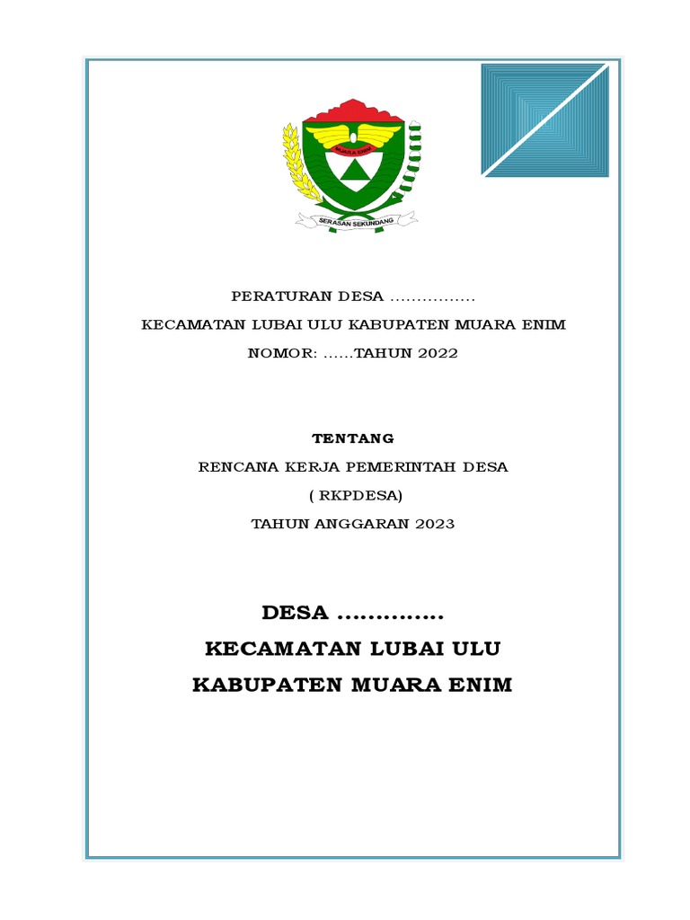 Cover RKP Desa Tahun 2023 | PDF