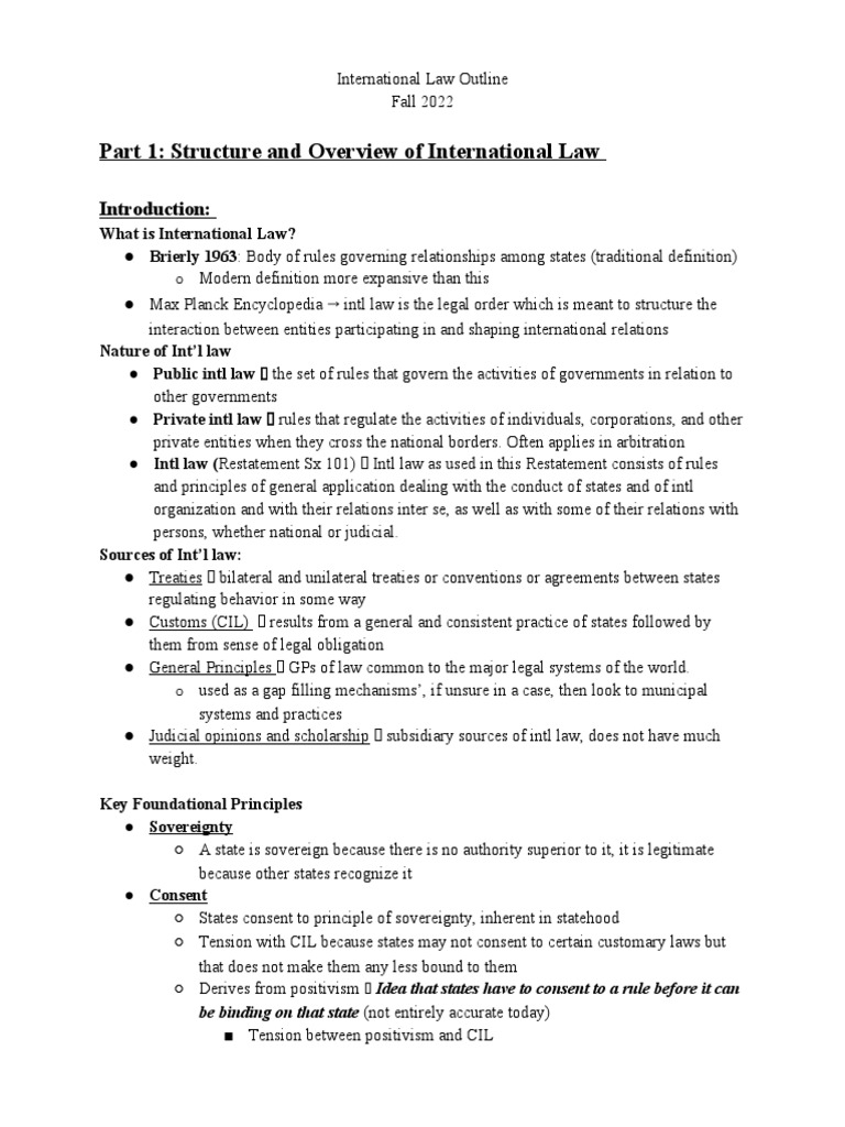 International Law Overview and Principles | PDF | Treaty | Jurisdiction
