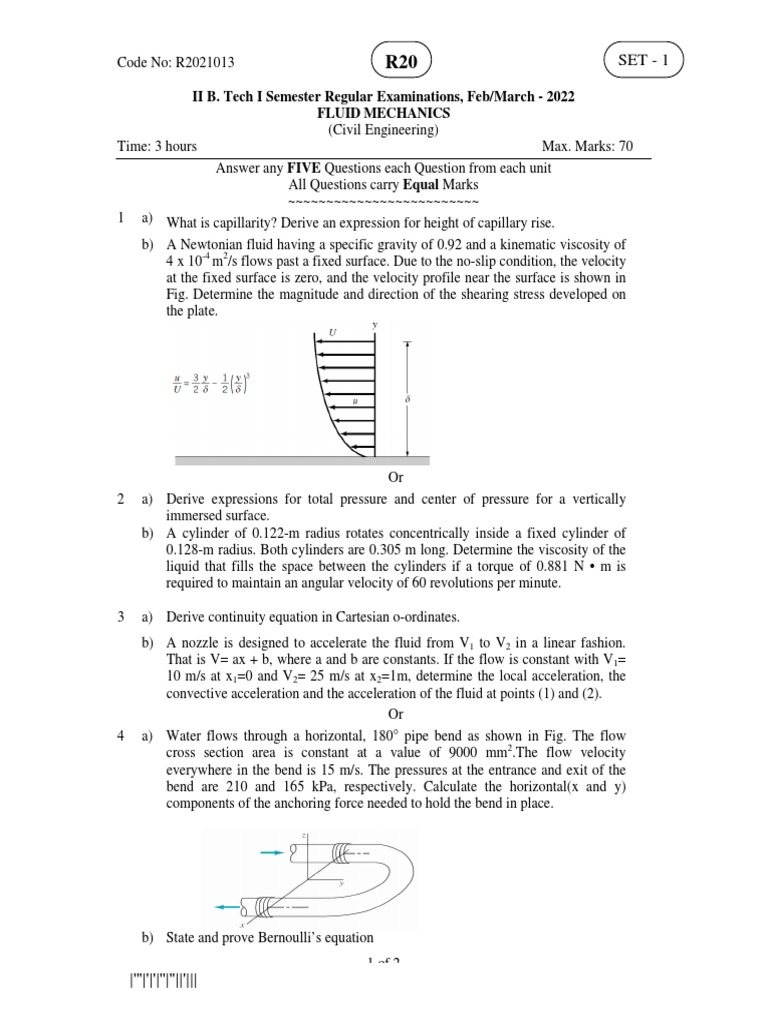 Fluid Mechanics Exam Questions and Solutions | PDF | Boundary Layer ...