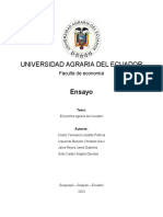 Portada e Introducción de Economía Agraria Del Ecuador....