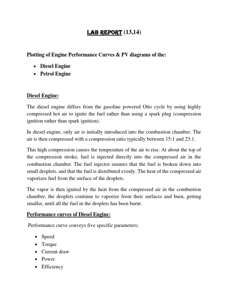 Lab Report 13 14 PDF Internal Combustion Engine Diesel Engine