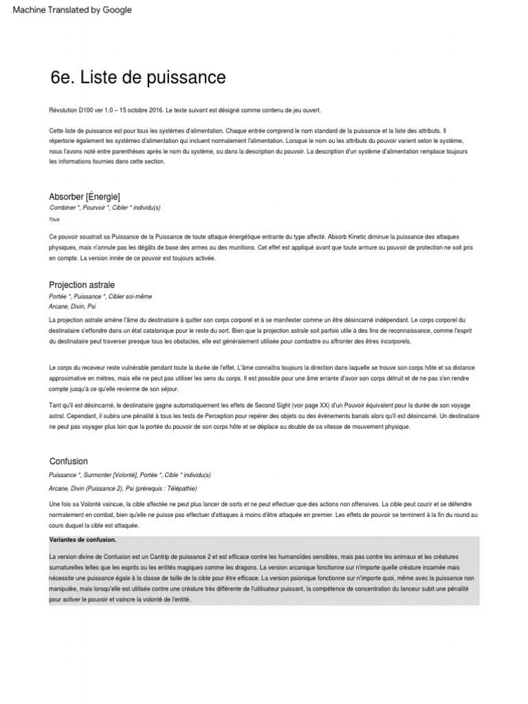 RD100 SRD 06a Power List PDF Illusion Lumière