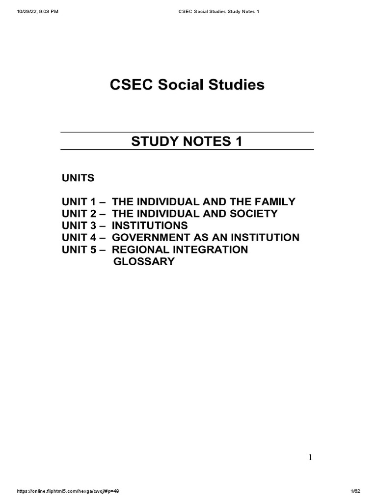 Csec Social Studies Study Notes 1 Pdf