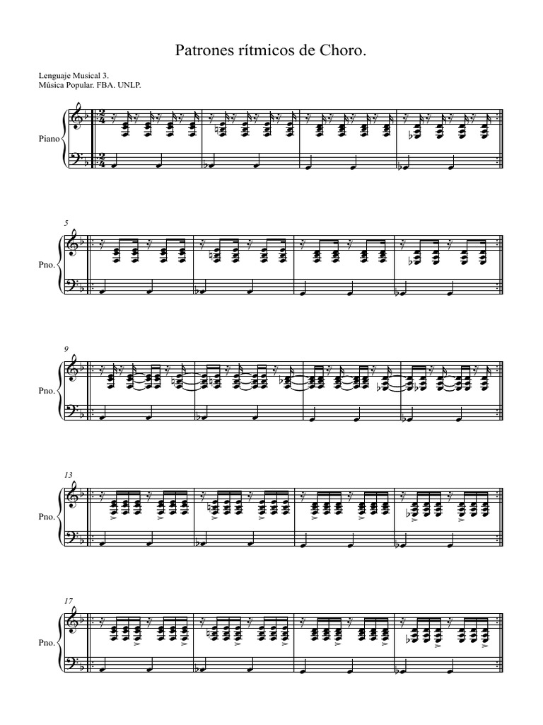 Ritmicas de Choro y Samba para Piano. Partitura Completa | PDF | Échecs