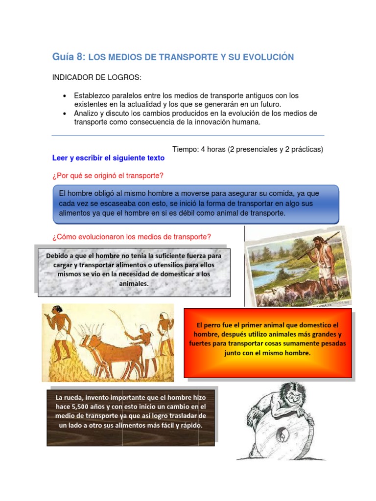 Guía 8. Los Medios de Transporte y Su Evolución | PDF | Rueda ...