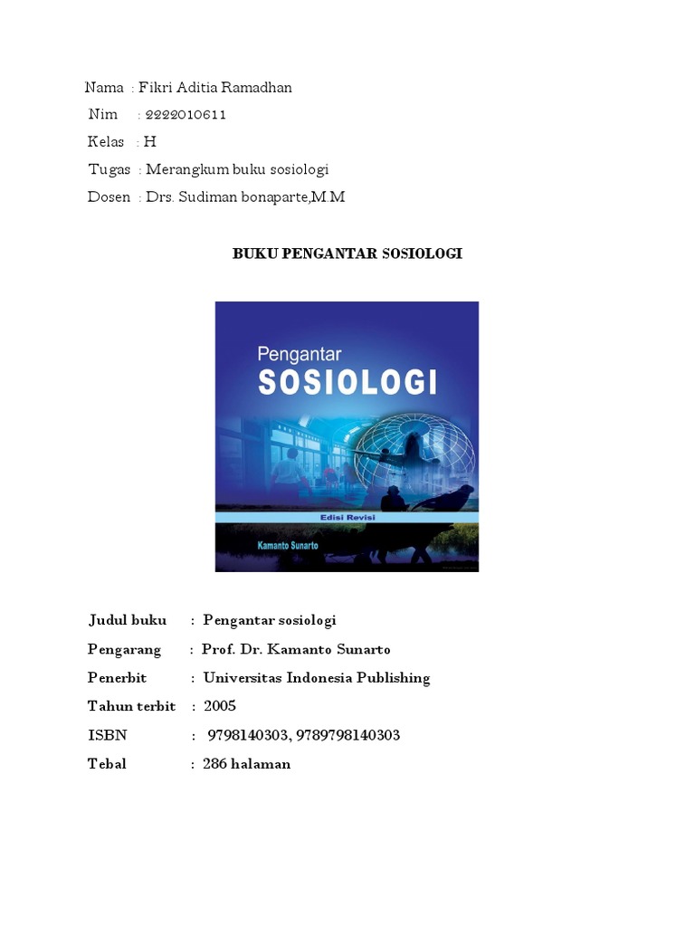 Tugas Pengantar Sosiologi | PDF