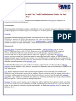 DOL Restaurants and Fast Food Establishments Under The Fair Labor Standards Act