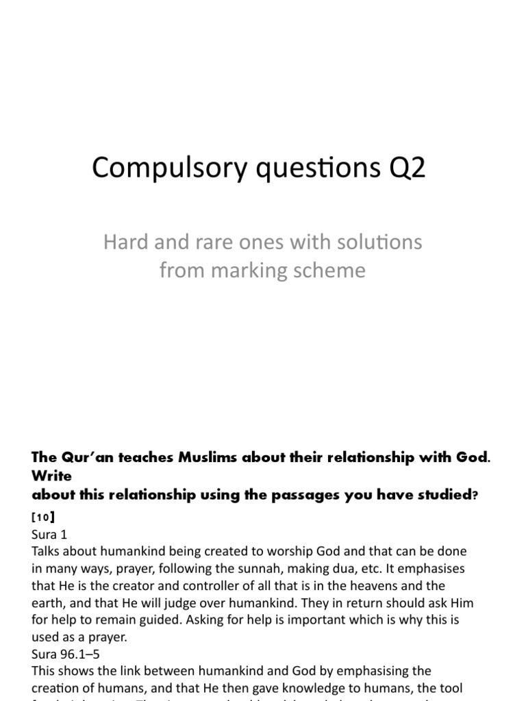 Compulsory Questions Q2 PDF Prophets And Messengers In Islam Muhammad