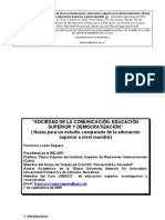 Sociedad de La Comunicación, Educación Superior y La Democratización