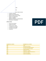 Otros Gastos y Costos, Catalogo de Cuentas