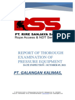 Report of thorough examination of pressure equipment