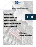 Crise des Subprimes et réformes du système financier international.
