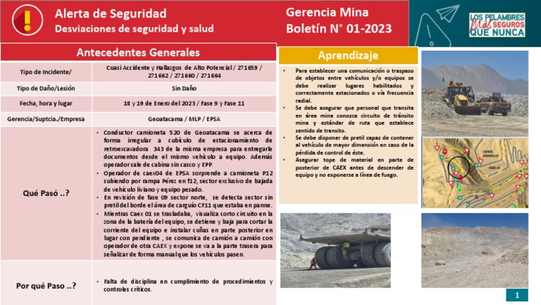 Alertas de Seguridad Gerencia Mina N 1 | PDF | Transporte | Vehículos