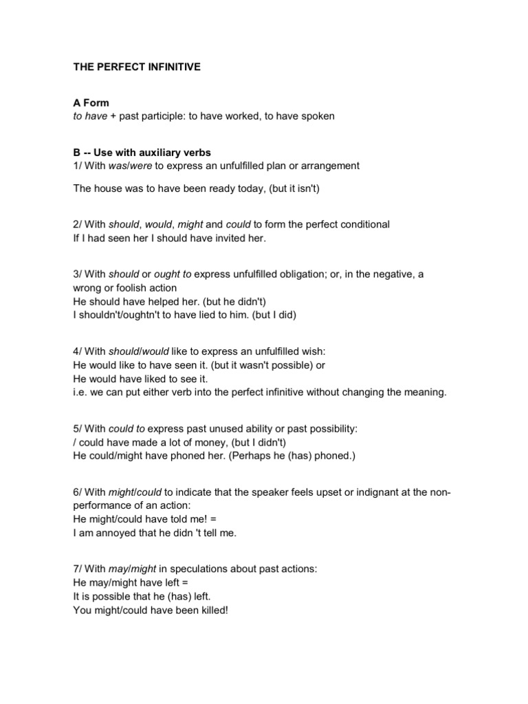 The Perfect Infinitive Theory | PDF