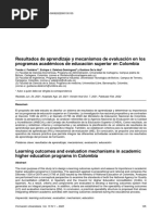 Resultados de Aprendizaje y Mecanismos de Evaluación en Los Programas Académicos de ES en Colombia