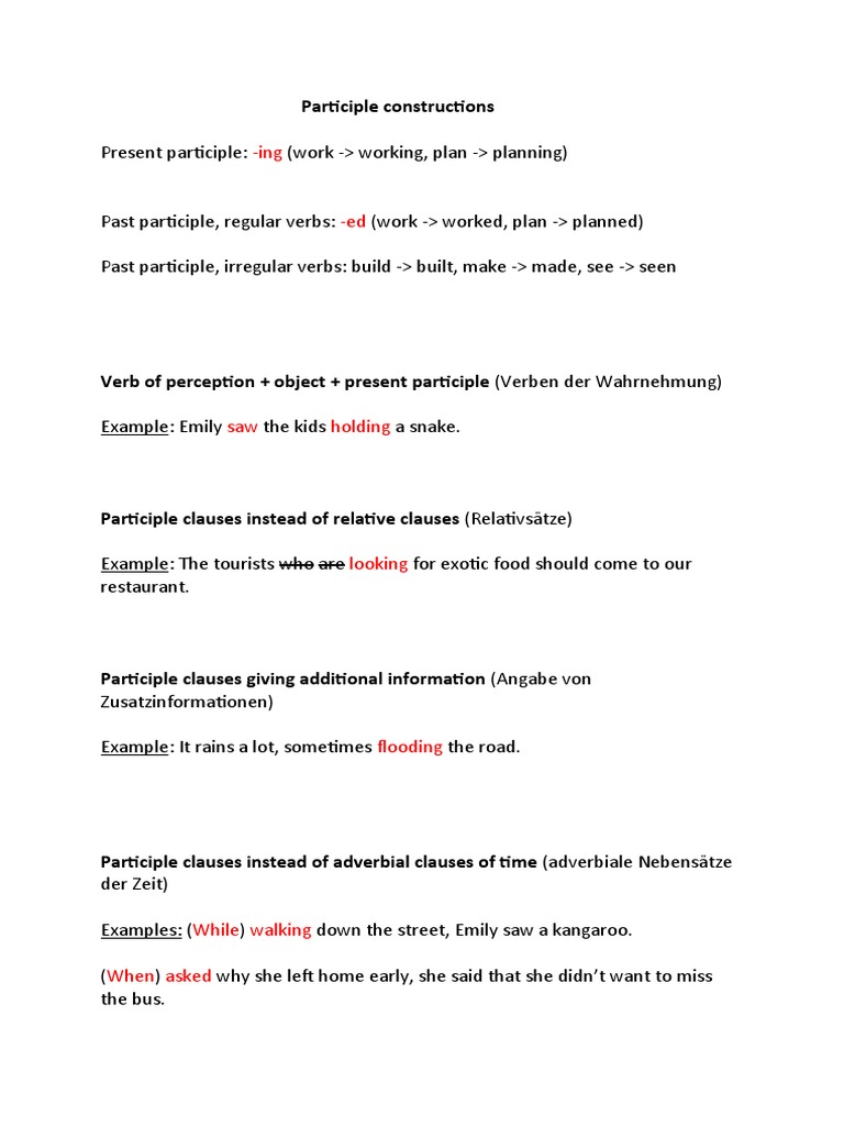 Participle Constructions To Express [Ausdrücken] Reason And Time – NNKHC