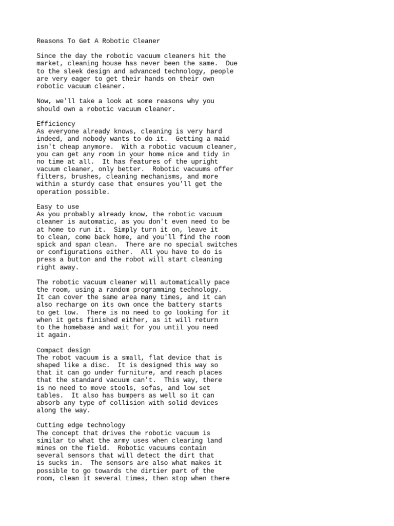 The Benefits of Automated House Cleaning Why Robotic Vacuum Cleaners