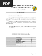 6º Ano Guião do aluno - Currículo, critérios de avaliação, perfil do aluno