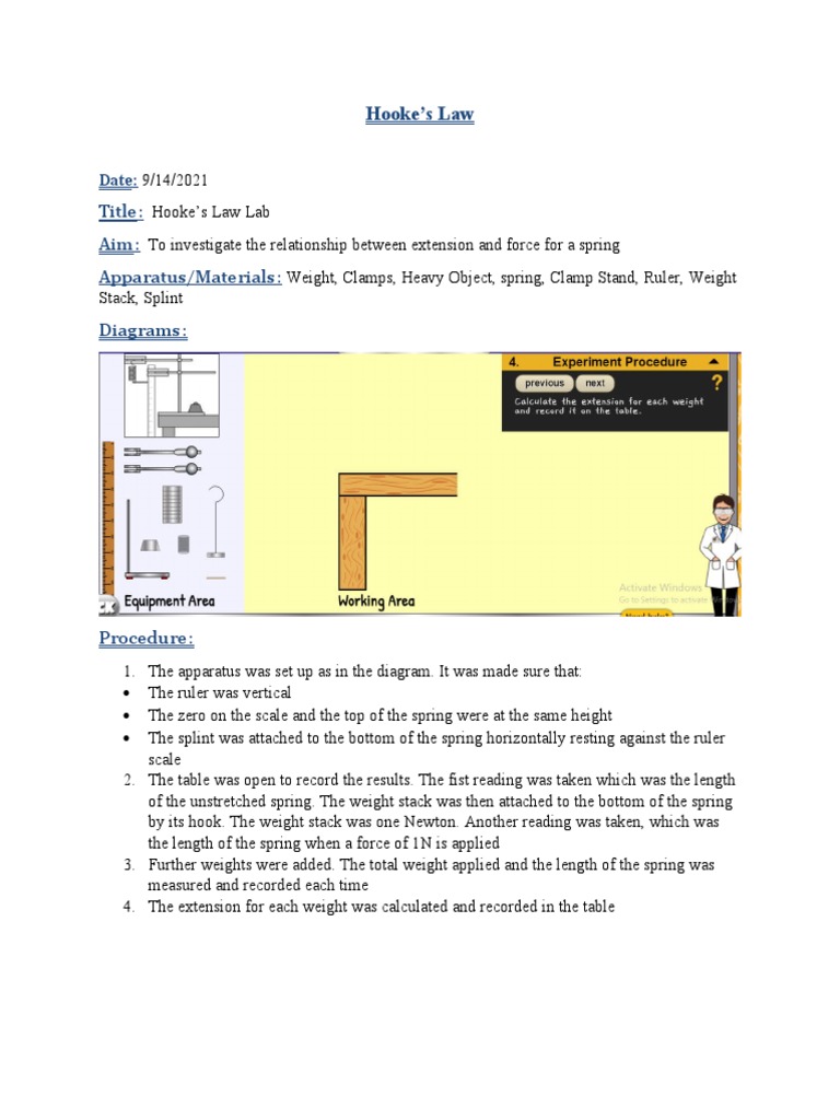 Hook's Law Lab Najae Hall | PDF | Force | Length