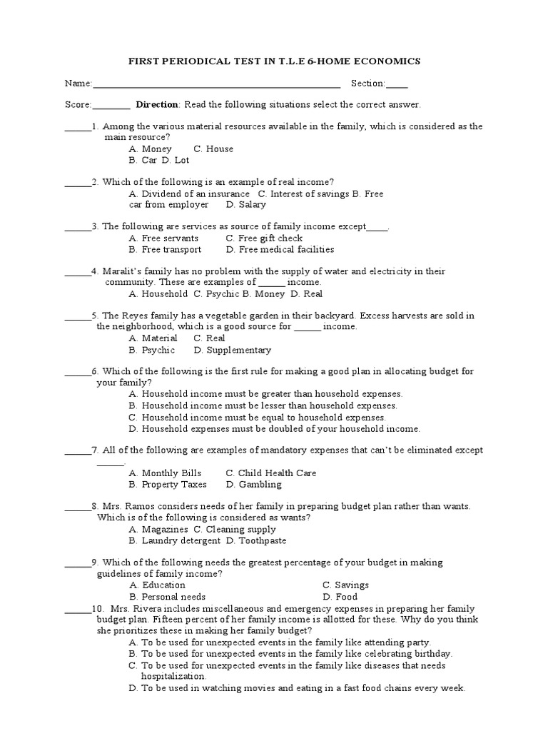Home Economics Exam PDF Food Preservation Foods