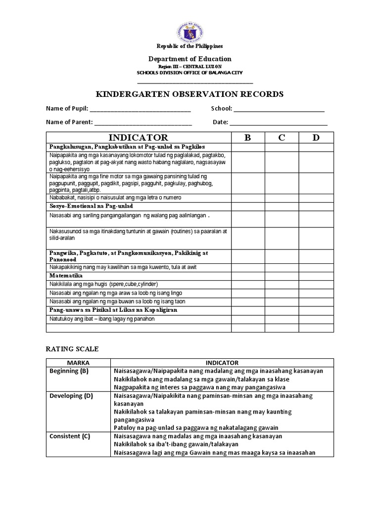 KInder Observation Records WEEK 2 Rosana PDF