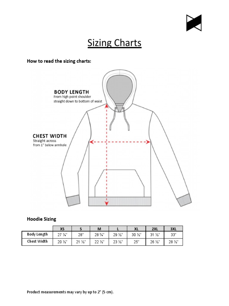 Chevron Hoodie Sizing Charts PDF