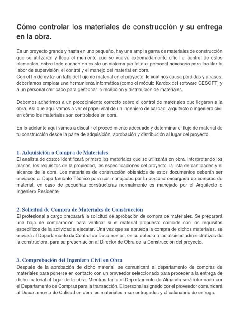 Control de Materiales en Construcción | PDF | Arquitecto | Software