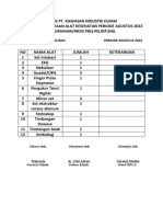 KLINIK PT. KAWASAN INDUSTRI DUMAI LAPORAN PERMINTAAN ALAT KESEHATAN PERIODE AGUSTUS 2022