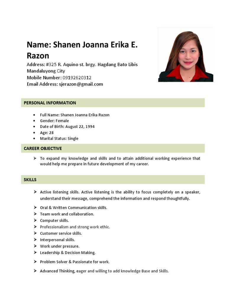 Shanen Joanna Erika Razon Resume 2023 | PDF | Business