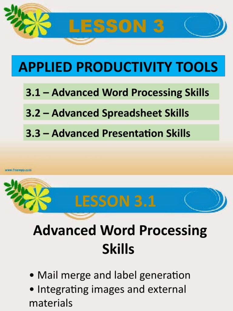 Lesson 3 Applied Productivity Tools Pdf Hyperlink Microsoft Excel