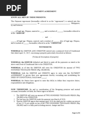 PAYMENT AGREEMENT