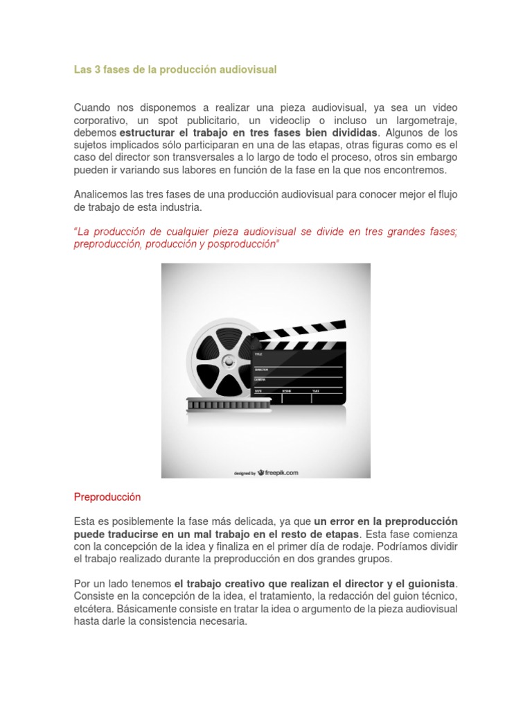 Las 3 Fases de La Produccin Audiovisual | PDF | Presupuesto | Guionista
