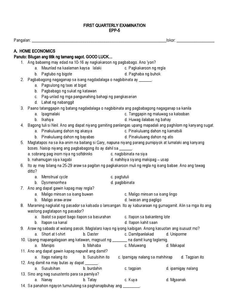 Epp 5 Periodical Test Q1 Pdf
