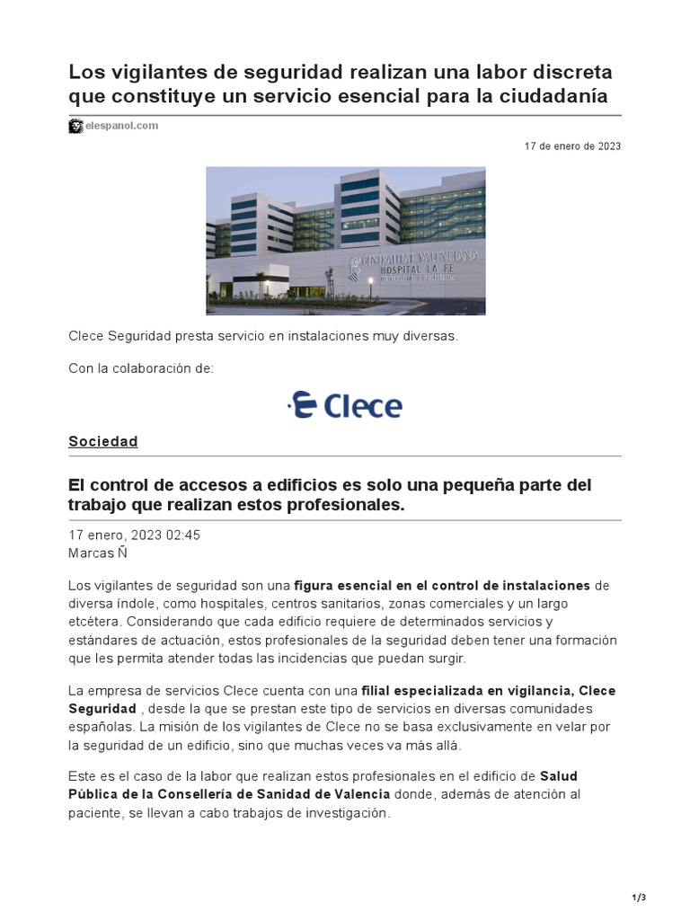 Vigilancia y control de accesos en edificios | PDF | Hospital ...