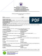 First Quarter Examination Science9 2022 2023