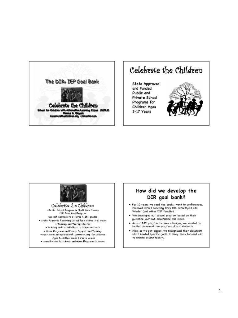DIR Goal Bank Handout | PDF | Individualized Education Program | Curriculum