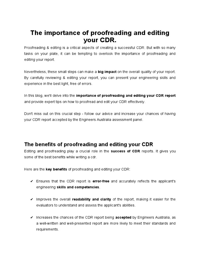 The importance of proofreading and editing your cdr pdf