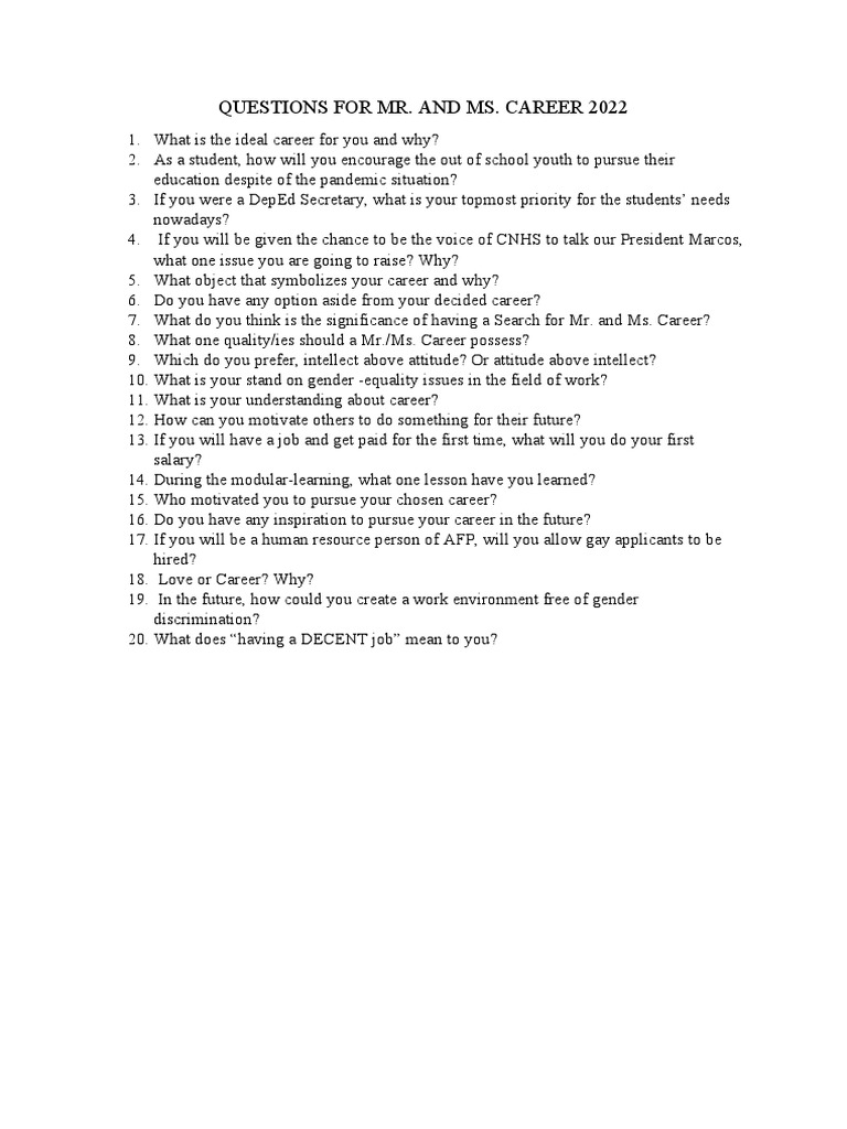 Do You Have Any Questions For Mr Job Interview