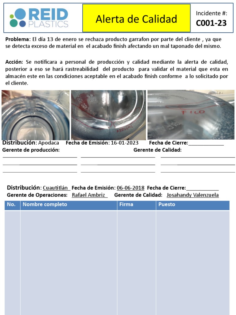 Alerta de Calidad | PDF
